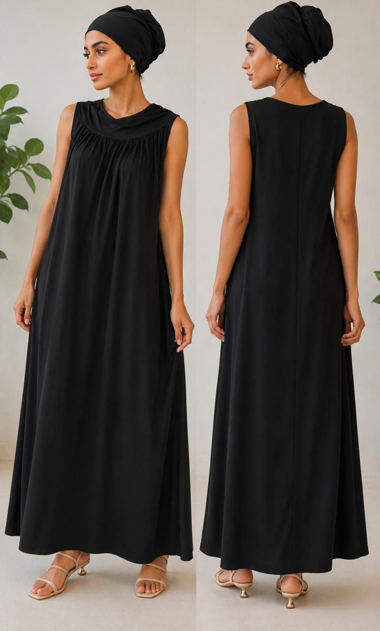 Women's Modest Abaya Inner Dress – Sleeveless Maxi Inner Slip Dress for Abaya